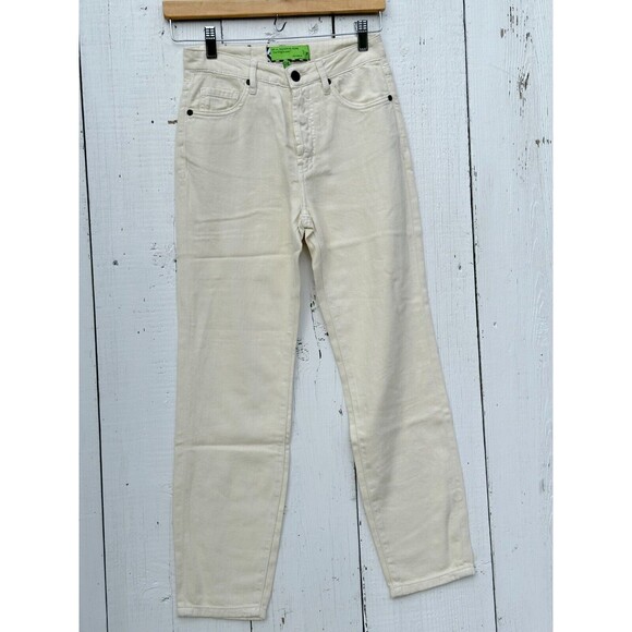 Free People Denim - Free People x SR Sandrine Rose Cream White Straight Fit Leg Jeans Size 24 NEW